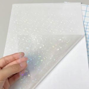 10 folhas A4 - Vinil Holográfico Transparente ESTRELA