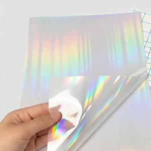10 folhas A4 - Vinil Holográfico Transparente PILARES DE LUZ