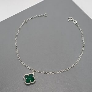 Pulseira Trevo Verde Lapidado Pendente Meio #MC