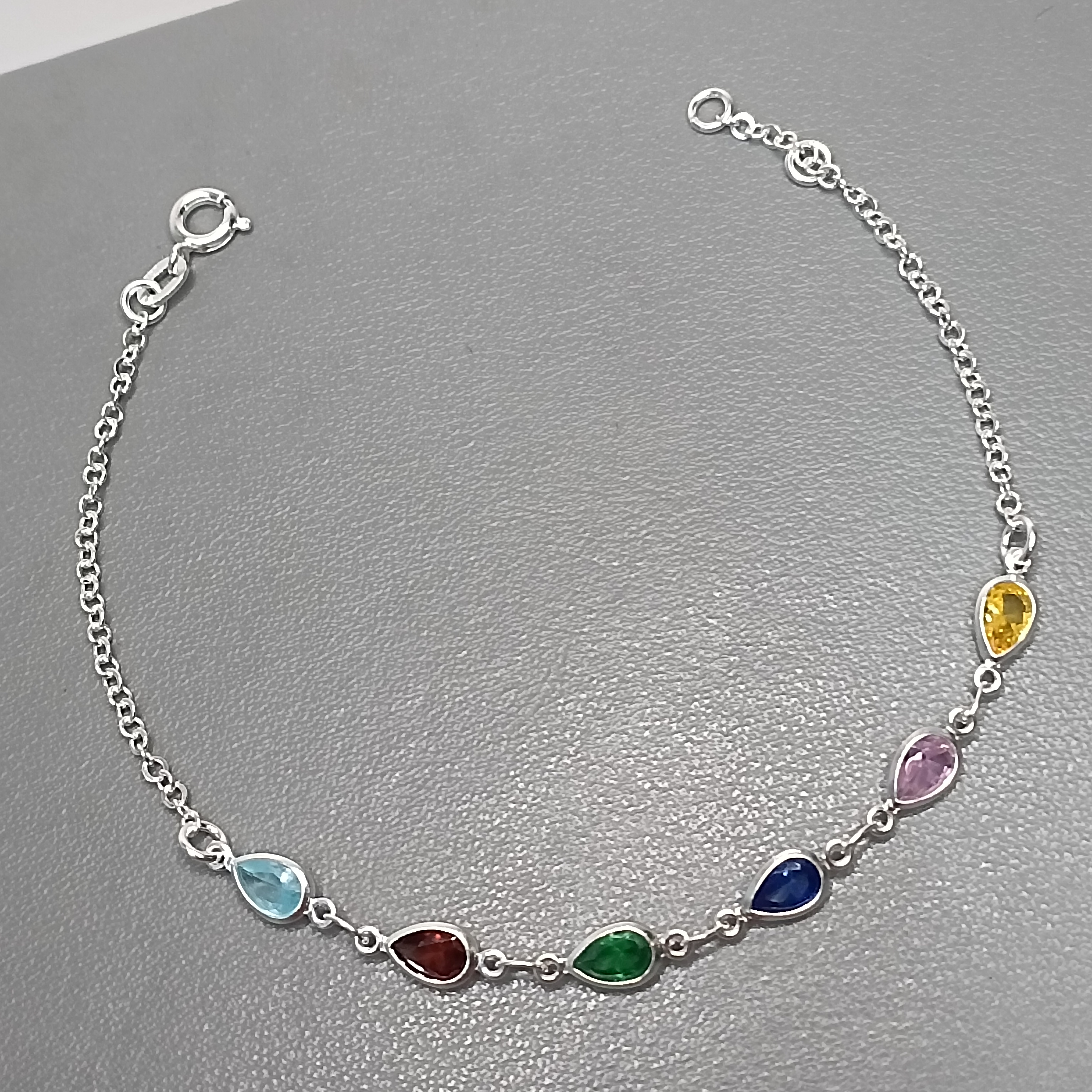 Pulseira 6 Zirconias Gota Color Meio AMVARA #PU-31
