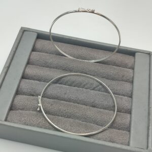 Bracelete De Prata Algema Redondo Meia Cana Fino