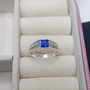 Anel De Prata Infantil De Formatura Azul