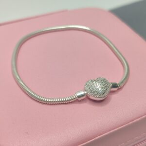 Pulseira De Prata Da Vida Coração Cravejado