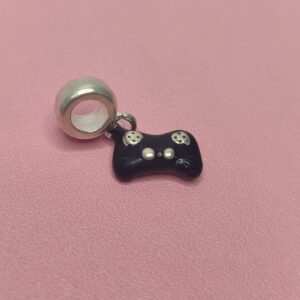 Berloque De Prata Controle De Vídeo Game Preto