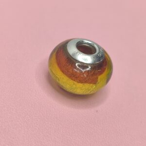 Berloque De Prata Murano Neon verde Com Dourado