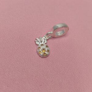 Berloque De Prata Abacaxi Com Zirconia Amarela