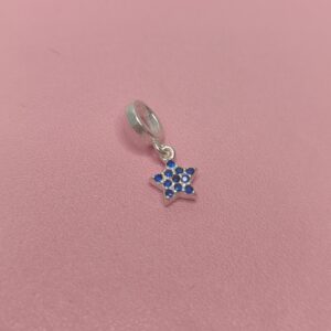 Berloque De Prata Estrela Com Zirconias Azul