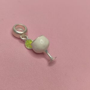 Berloque De Prata Taça Branca Com Limão