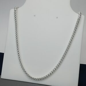 Corrente De Prata Italiana Pipoca Aberta 4mm 45cm  Cod: G