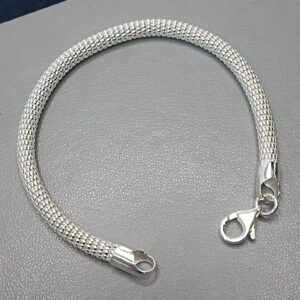 Pulseira De Prata Italiana Pipoca Conduite 5mm