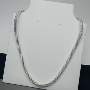 Corrente De Prata Italiana Pipoca Conduite 5mm 45cm  Cod: G