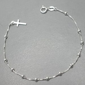 Pulseira De Prata Italiana Terço B3mm