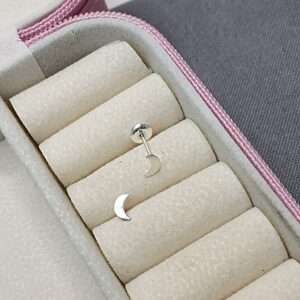 Brinco De Prata Meia Lua Chapa Tarraxa Baby Cod:B1/22