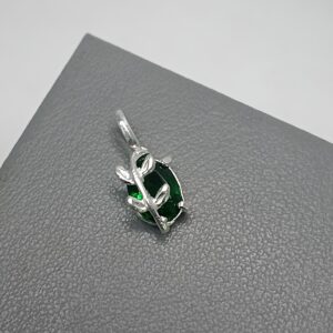 Pingente De Prata Zirconia Oval Verde Com Ramo