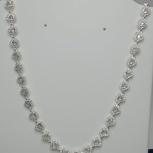 Gargantilha De Prata Swaroski Coração 40cm