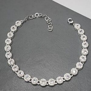 Pulseira De Prata Swaroski Redonda 6,5mm