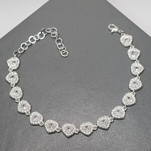 Pulseira De Prata Swaroski Coração