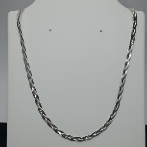Corrente De Prata Italiana Trança 3 Fios 45cm  Cod: G