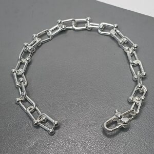 Pulseira De Prata Italiana Elo Ferradura 8mm