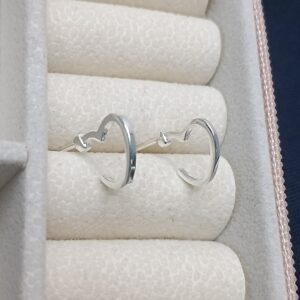 Brinco De Prata Meia Argola Coração P Cod:MAR/3