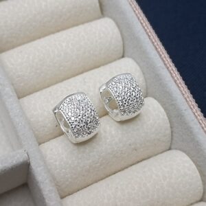 Brinco De Prata Argola Click Larga Cravejada P Cod:ARGC/8