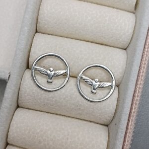 Brinco De Prata Espirito Santo Placa Redonda Vazada B2/27