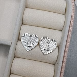 Brinco De Prata Coração Nossa Senhora Aparecida B2/25