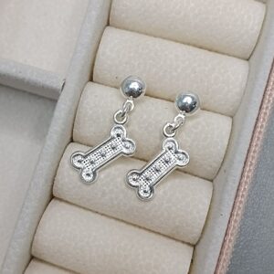 Brinco De Prata Osso Pendente Trabalhado B2/23