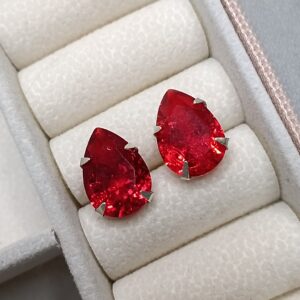 Brinco De Prata Zirconia Gota Vermelha 14mm Cod:B3/5