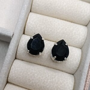 Brinco De Prata Zirconia Cx Alta 10mm Gota Preta Cod:B3/13