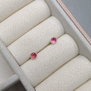 Brinco De Prata Zirconia Caflon Pink 3,5mm Cod:B3/41