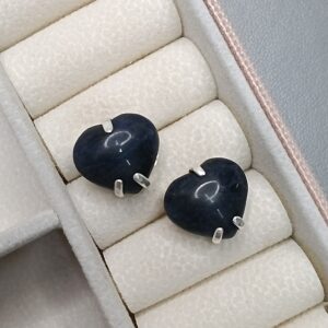 Brinco De Prata Pedra Natural Coração Escuro Cod:B3/43