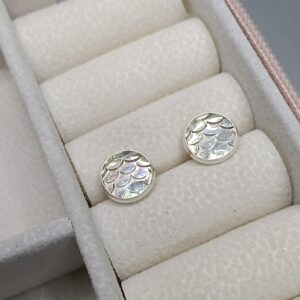 Brinco De Prata Redondo Escama Sereia Fruta Cor Cod:B3/57A