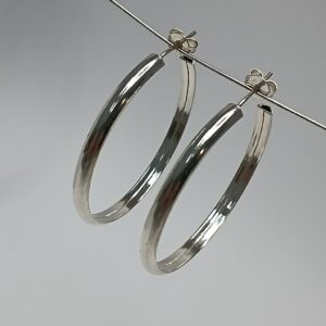 Meia Argola De Prata Meia Cana Media 3 Cod:MAR/12