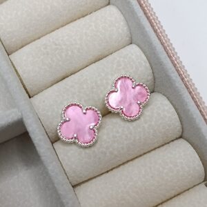 Brinco De Prata Trevo Rosa Liso Cod:B3/54