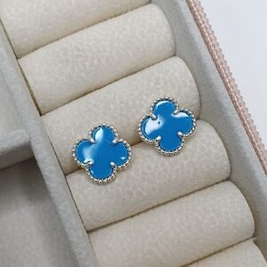 Brinco De Prata Azul Turquesa Liso Cod:B3/51