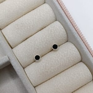 Brinco De Prata Zirconia Caflon Preta 3,5mm Cod:B3/35