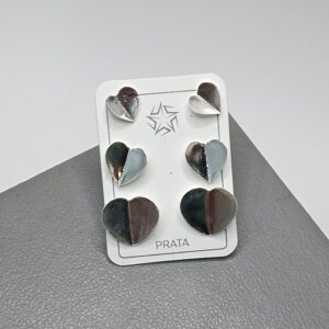 Trio De Prata Coração Chanfrado Cod:TRI/3