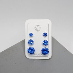 Trio De Prata Zircônia Azul Cod:TRI/10