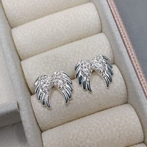 Brinco De Prata Asa Média Cravejada Cod:B3/8