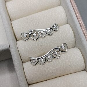 Brinco De Prata Aer Cuff Coração Vazado Com Micro Zirconias Cod:B3/54