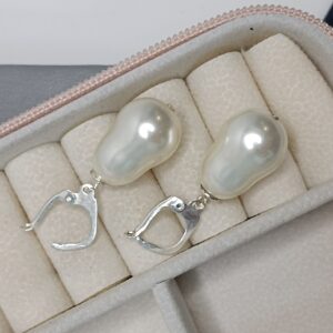 Brinco De Prata Gancho Pérola Pera Cod:B4/37