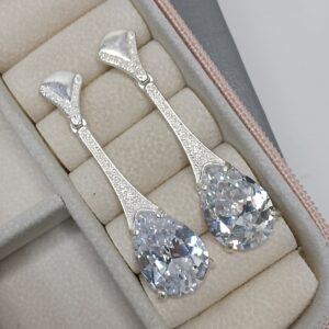 Brinco De Prata Pendente Gota Branca Cod:B5/2