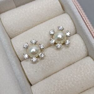 Brinco De Prata Perola Com Zirconia Redor Cod:B4/55