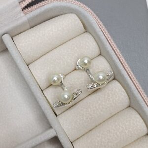 Brinco De Prata Grace Kelly Com Perola E Zirconia Cod:B4/51