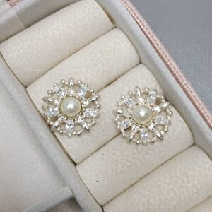 Brinco De Prata Mandala Vazada Zirconia E Perola Cod:B4/46