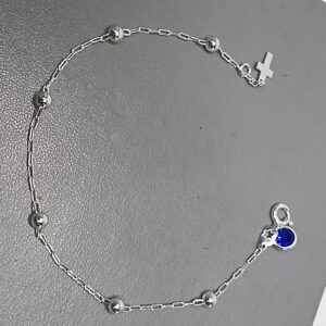 Pulseira De Prata Zirconia Azul Escuro Terço