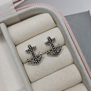 Brinco De Prata Envelhecido Ancora Grande Cod:B6/11