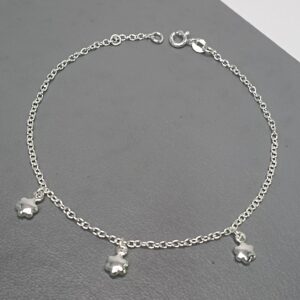 Pulseira De Prata Montagem 3 Trevo Pequeno Pendente Meio