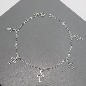 Pulseira De Prata Montagem 5 Cruz Vazada Pendente Fio